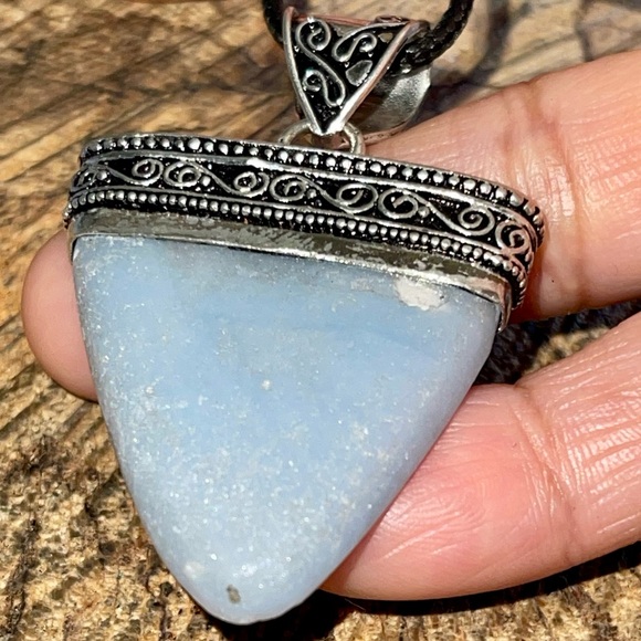 Blue Anhydrite Angelite Pendant 2” - Picture 6 of 15